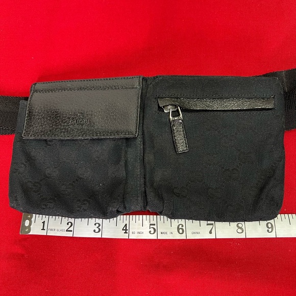 Gucci Handbags - Gucci Black Belt Bag GG Fabric Leather Vintage Fanny Pack Pouch